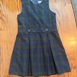 Lands' End Kids Navy and Green Plaid Dress